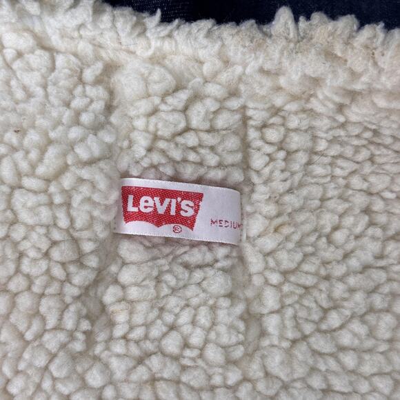 Vintage Levis Vest Mens Medium Denim Sherpa Lined Orange Tab Western Vtg 70s - Picture 4 of 16